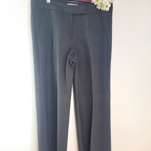 FARHI 100% VIRGIN WOOL CHARCOAL AND RED STRIPED PRINT, WIDE STRAIGHT LEG SZ 6